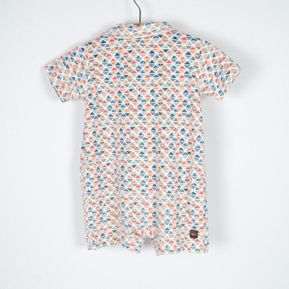 Tea Collection Short Sleeve Cotton Geometric Print Romper Baby 6-12m - Picture 4 of 7